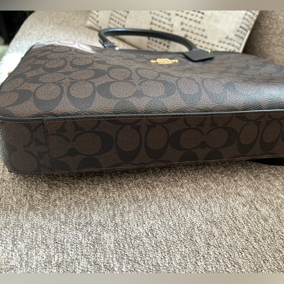 Coach Signature laptop bag with adjustable strap, Brown/Black - Picture 6 of 6